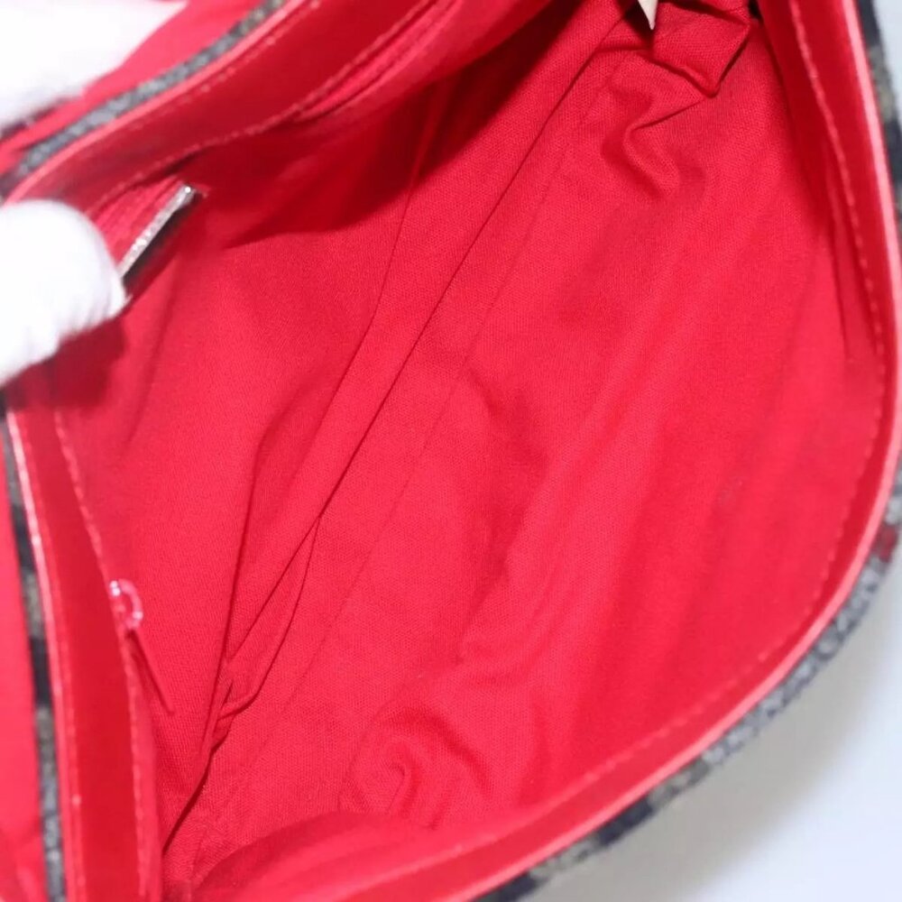 Burberrys Nova Check Blue Label Shoulder Bag Wool Beige Red Silver Auth - Picture 13 of 16